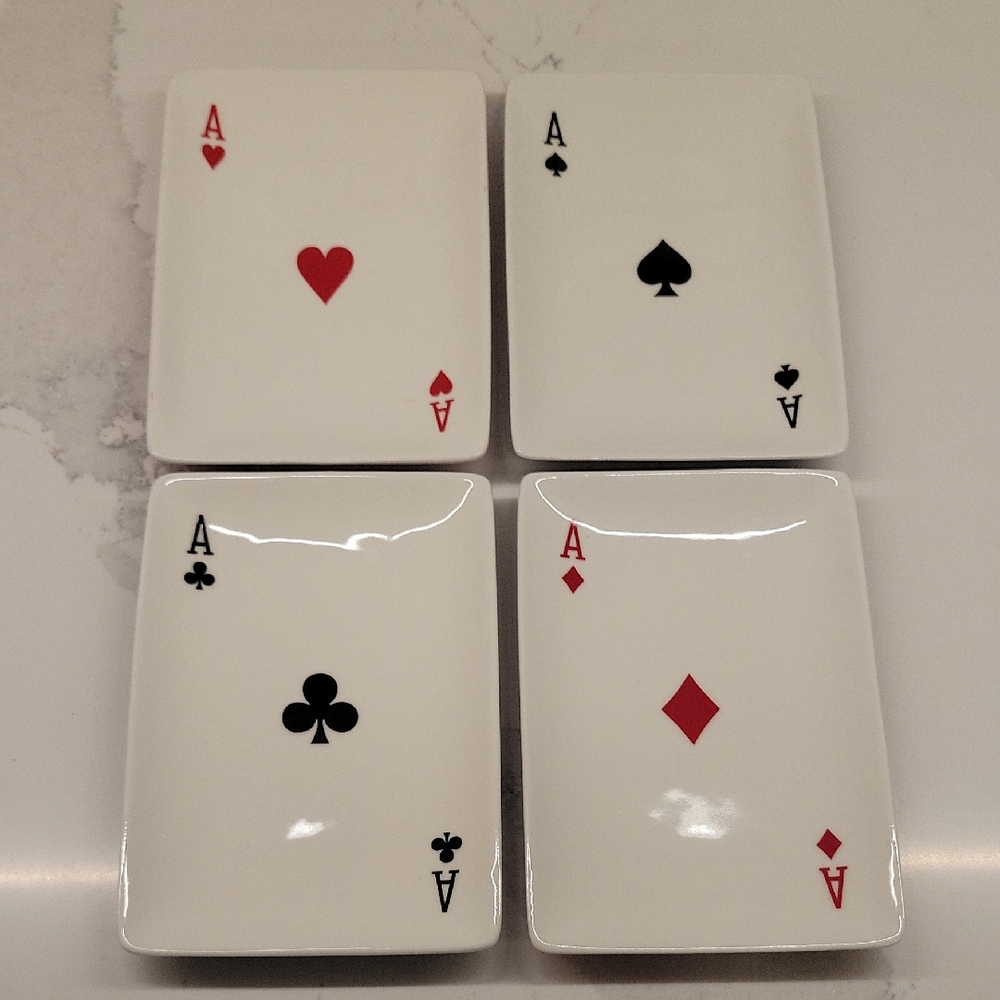 Restoration Hardware Playing Card Serving Dishes Set Of Four Aces